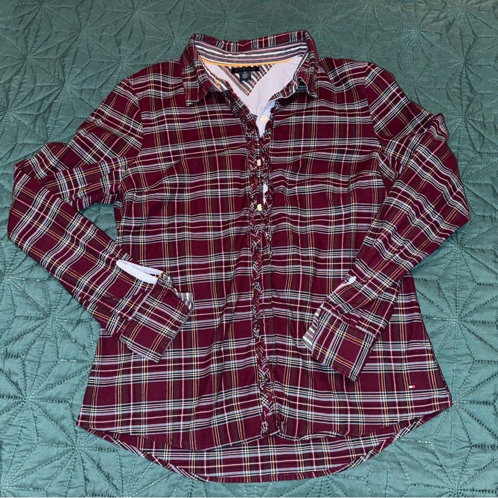 Tommy Hilfiger Plaid Button-Up Shirt Women’s Medium M